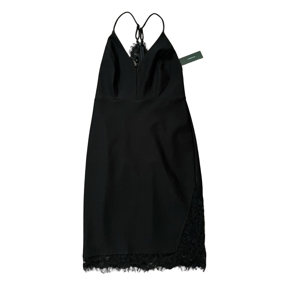 Lulus Black Lace Sleeveless Spaghetti Strap Slip Dress, size medium apparently